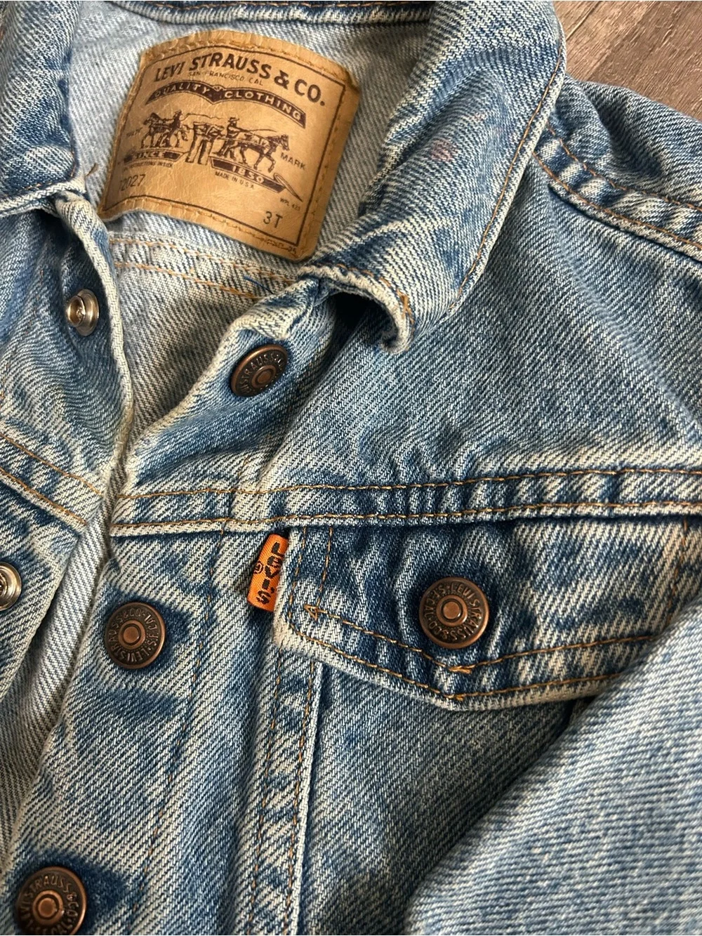70s Vintage 3T Kids Orange Tab LEVI STRAUSS Denim Jacket Little Levi’s